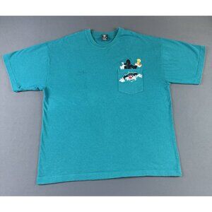 Vintage 90s Warner Bros Looney Tunes Tweety Sylvester Pocket Tee Cartoon Art XL